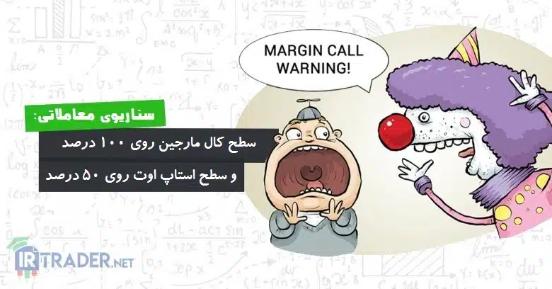 سناریو معاملاتی: سطح مارجین کال روی 100 درصد و سطح استاپ اوت روی 50 درصد