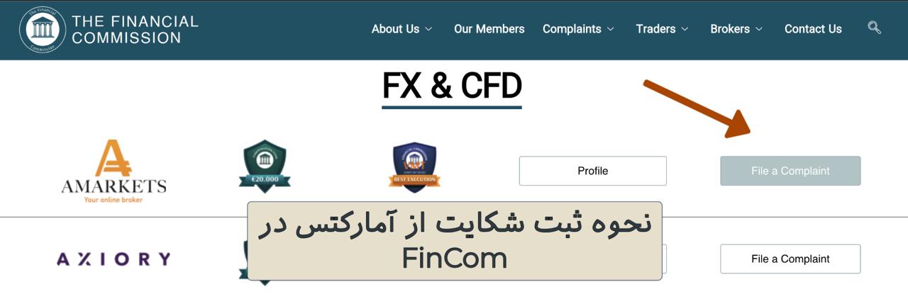 نحوه ثبت شکایت از آمارکتس در FinCom