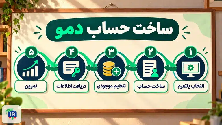 راهنمای فارسی پنج گام ساخت حساب آزمایشی، تنظیم موجودی مجازی و ورود به پلتفرم