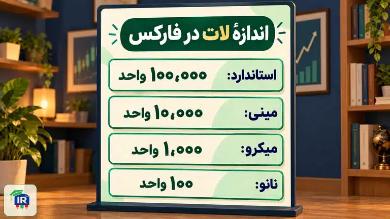 مقایسهٔ فارسی ارزش بیست پیپ تغییر قیمت برای میکرو، مینی و لات استاندارد